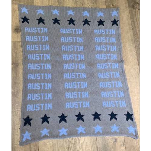 Repeating Name Star Double Cotton Knit Blanket
