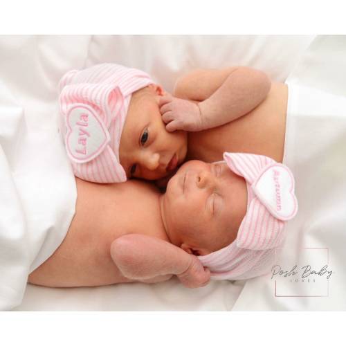 Personalized Hats! Baby Gift. Newborn Hospital Hats.  Personalized Twin Hats! Great Gift.  Super Cute