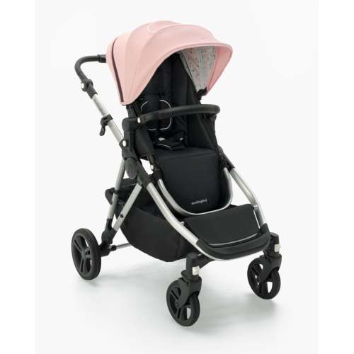 Mockingbird Single-to-Double Stroller 2.0 | Bloom, Watercolor Drops, Silver with Black Leather