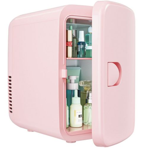 Simzlife Mini Fridge, 4L/6 Cans, Personal Portable Cooler & Warmer for Skincare&Cosmetic, for Bedroom, Car, Office, Compact Beauty Refrigerator, Pink