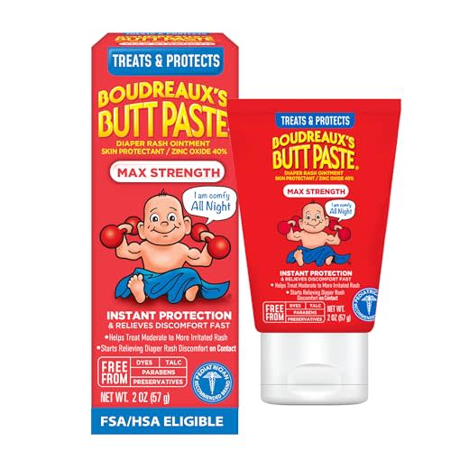 Boudreaux's Butt Paste Maximum Strength Diaper Rash Cream, Ointment for Baby, 2 oz Tube