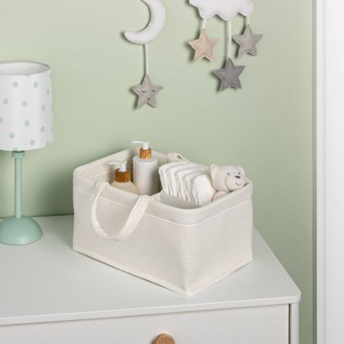 Waffle Weave Rectangular Diaper Caddy With Handles - Cloud Island™ Cream