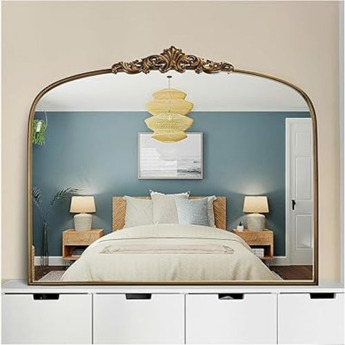 36"X30" Vintage Gold Mirror Baroque Mirror for Wall,Ornate Mirror with Metal Frame,Decorative Mirrors for Living Room,Entryway,Bathroom,and Bedroom
