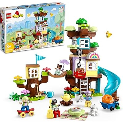 LEGO DUPLO 3in1 Tree House 10993 Creative Building Toy for Toddlers, Includes 8 Figures for Teaching Social Skills, Playing Together and Group Play, Great Birthday Gift for Kids