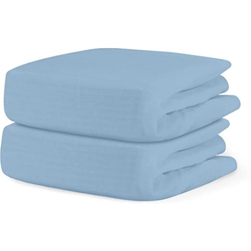 Newton Baby Organic Fitted Crib Sheets (2-Pack) - 100% Breathable and Ultra-Soft, 100% Organic Muslin Cotton, SkyBlue, Fits All Standard Cribs - Sky Blue
