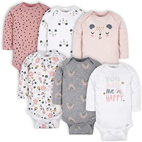 Gerber Baby-Girls 6-Pack Long-Sleeve Onesies Bodysuits