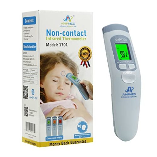 Amplim Baby Thermometer | Non Contact/No Touch Forehead Thermometer | Must Haves Registry Essentials for Adults, Kids, Infants | Accurate Hospital Medical Grade Touchless Temporal Thermometer - Serenity