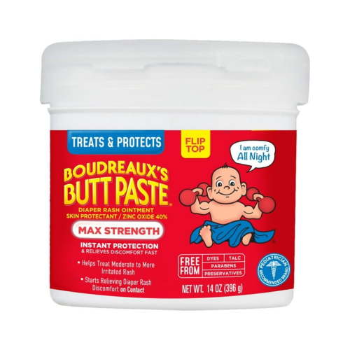 Boudreaux's Butt Paste Maximum Strength Diaper Rash Cream, Ointment for Baby, 14 oz Flip-Top Jar