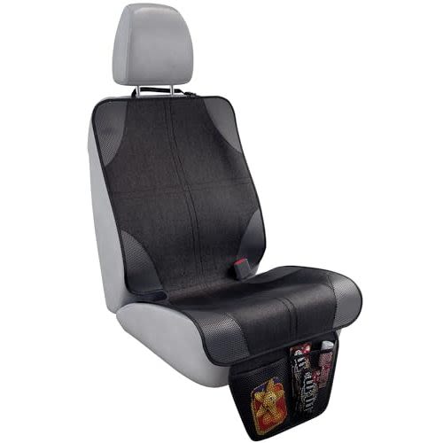 Car Seat Protector With Thick Padding and 2 Storage Pockets - Non-Slip Under Carseat Cover for Baby