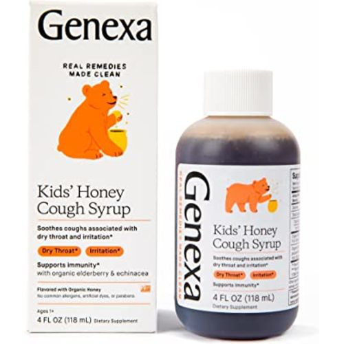 Genexa Kids Honey Cough Syrup | Children's Cough remedy for Kids 2-11 | Soothing Organic, Natural Honey Flavor | Gluten Free, & Non-GMO | 4 Fluid Ounces