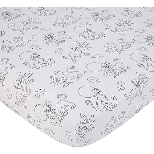 Disney Lion King Leader of The Pack Black & White Super Soft Fitted Crib Sheet, Black, White