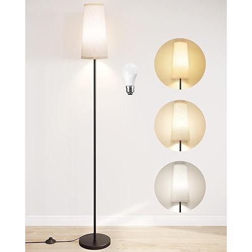 SUNMORY Floor Lamps for Living Room/Bedroom/Office, Standing Lamp with LED Bulb, 3 Color Temperature Tall Lamp, Suitable for Modern/Boho/Farmhouse and Other Home Decor Styles, Black Floor Lamp