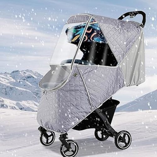Baby Stroller Cold Weather Shield Winter Universal Windproof Stroller Rain Cover Protection Travel Baby Pram Rain Cover Pushchairs Accessories Dust Snow Protection Weather Shield for Outdoor