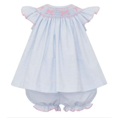 Bows Angel Wing Bishop Bloomer Set- Lt. Blue Stripe