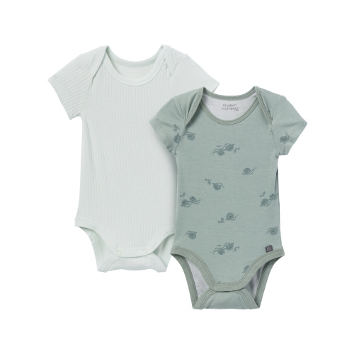 Modern Moments by Gerber Baby Neutral Super Soft 2-Pack Short Sleeve Bodysuits, Sizes Newborn - 12 Months