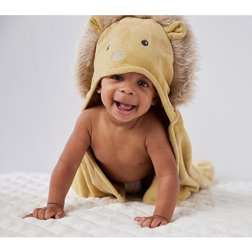 west elm x pbk Lion Bath Baby Hooded Towel | Pottery Barn Kids