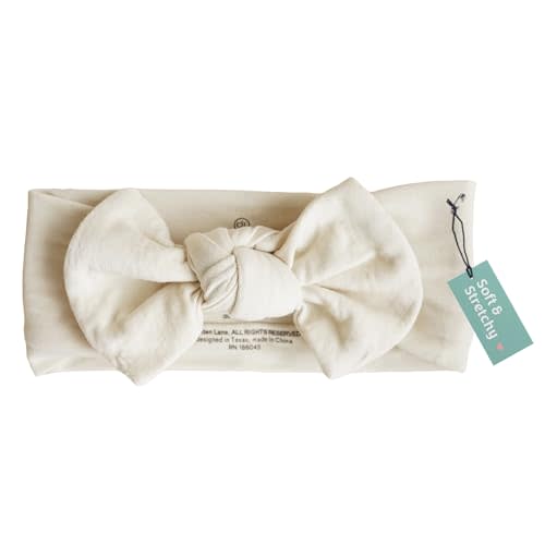 Caden Lane Baby Headwrap with Knotted Bow, Soft & Stretchy Bamboo Viscose, Comfortable Infant Hairband for Newborn & Toddler Girls, Ideal Gift for Baby Shower & Milestone Celebration, Oat Beige