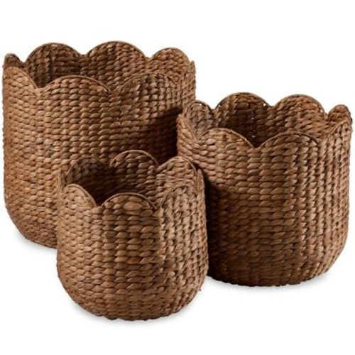 Best Choice Products Scalloped 3PC Water Hyacinth Nesting Baskets