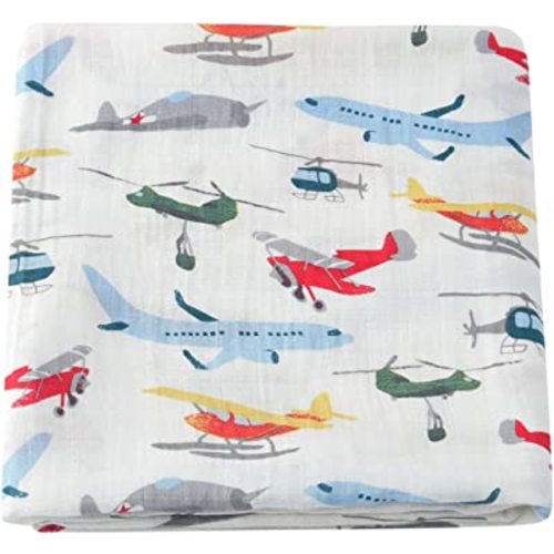 Essentials Swaddle Blanket, Muslin Blankets for Boys, Baby Receiving Swaddles, Newborn Gifts, 47"x47" Large | Baby Boy Gifts Baby(Airplanes)