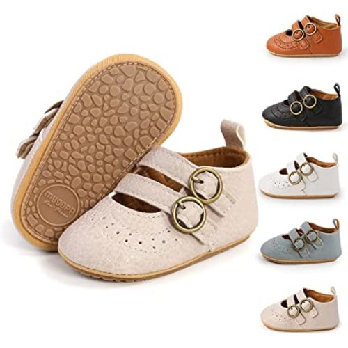 Meckior Infant Baby Girls Soft Sole Bowknot Princess Wedding Dress Mary Jane Flats Prewalker Newborn Light Baby Sneaker Shoes