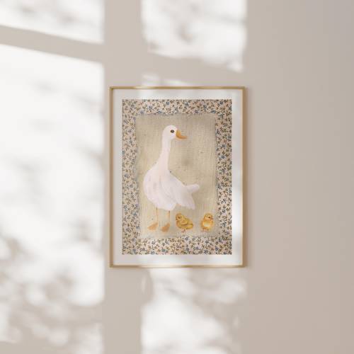 PRINTED AND SHIPPED, Mother Duck Art Print, Nursery, 11x14, Wall Art, Vintage Painting, Kitchen Decor, Living Room, Anthropologie, Physical