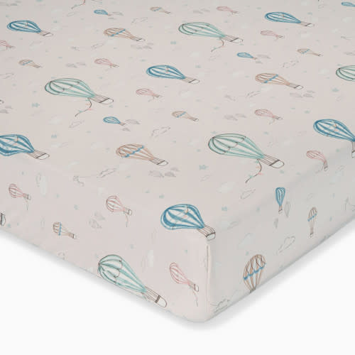 Crane Baby Cotton Sateen Crib Fitted Sheet - Hot Air Balloon