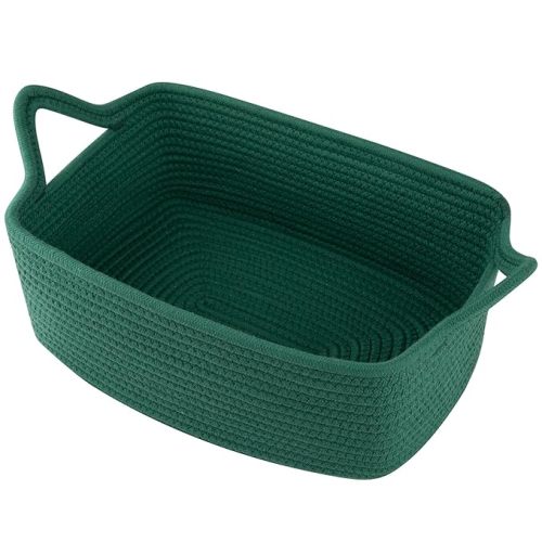 OIAHOMY Woven Basket, Gift Basket Empty with Gift Bags and Ribbons, Rope Baskets for Baby Showers, Storage Baskets with Handles for Nursery, Pet Toy Organizer - Green