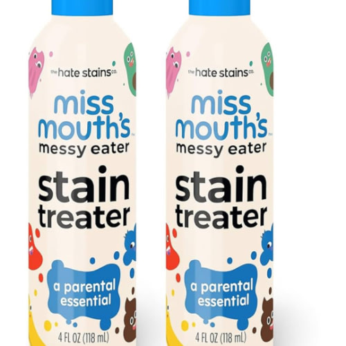 Miss Mouth's Messy Eater Stain Treater Spray - 4oz 2 Pack Stain Remover - Newborn & Baby Essentials - No Dry Cleaning Food, Grease, Coffee Off Laundry, Underwear, Fabric