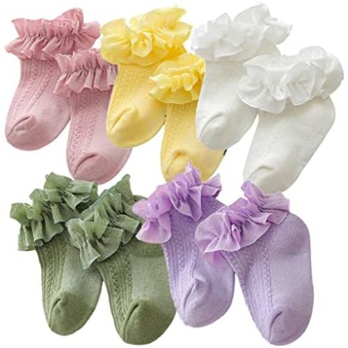 QandSweet Baby Girls' Eyelet Flower Socks Ankle Sock for Newborn Infant Toddlers Kids