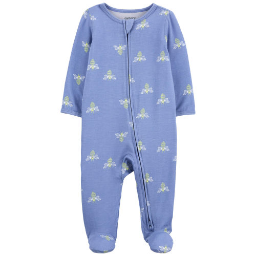 Baby Bee Print Zip-Up PurelySoft Sleep & Play Pajamas