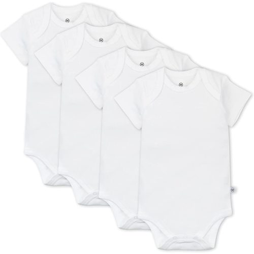 HonestBaby unisex-baby Multipack Short Sleeve Bodysuits One-piece 100% Organic Cotton for Infant Baby Boys, Girls, Unisex