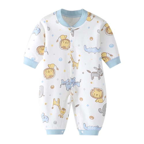 Busydd Newborn Baby Boys Girls Rompers V Neck Long Sleeve Toddler Romper Cute Print Side Tie Romper Jumpsuits Unisex Cotton Infant Clothes 0-9 Months