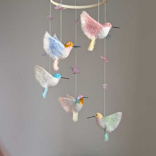 Pastel baby mobile, Colorful bird mobile, Baby mobile, Bird mobile for baby, Crib mobile, Birds baby shower, Baby shower gift