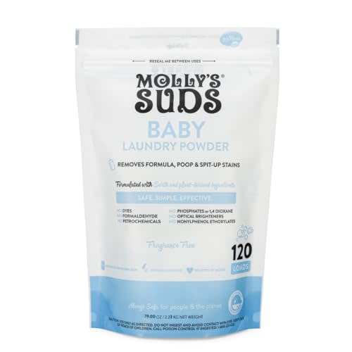 Molly's Suds Baby Laundry Detergent Powder | Removes Formula, Poop & Spit-Up Stains | Extra Gentle for Newborns (Fragrance Free)