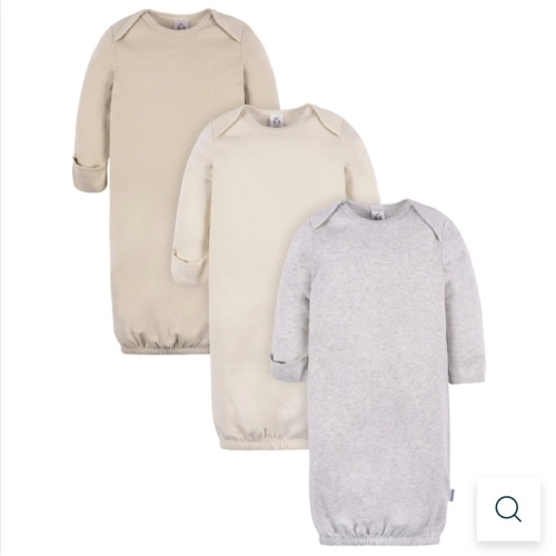 3-Pack Baby Neutral It Grey Heather/Birch/Peyote Lap Shoulder Gowns – Gerber Childrenswear