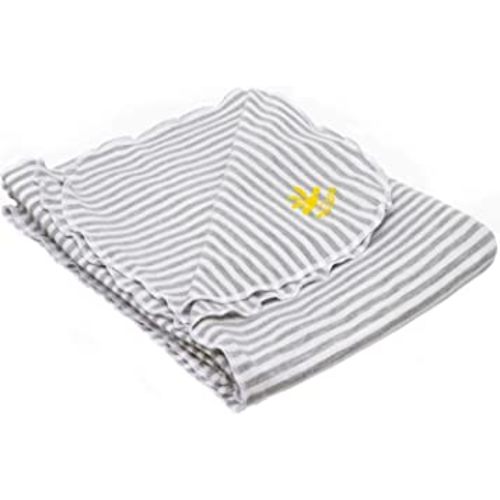 Nozone Baby Blanket, Sun Protective, Soft Rayon from Bamboo, in White/Grey Stripe