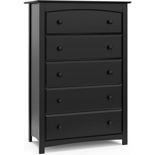 Storkcraft Kenton 5 Drawer Dresser (Black) – GREENGUARD Gold Certified, Dresser for Kids Bedroom, Includes Safety-Focused Interlocking Drawer System