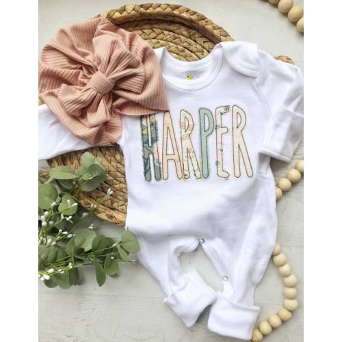 Personalized Baby Girl Romper and Bow Set Custom Coming Home - Etsy