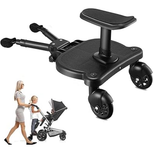 Universal Stroller Board with Detachable Seat, 2 in 1 Buggy Board Suitable for Most Brands of Strollers, Holds Children Up to 55 lbs