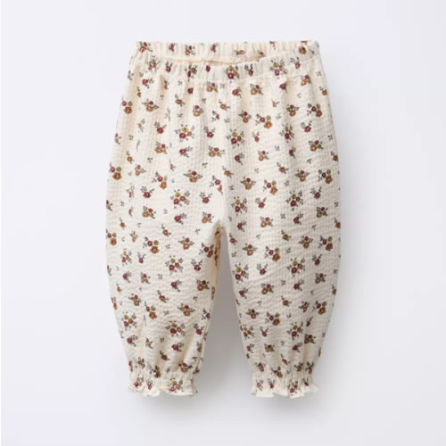 FLORAL EMBOSSED PANTS - Ecru | ZARA United States