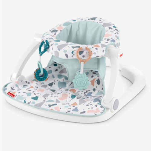 Fisher-Price Portable Baby Chair Sit-Me-Up Floor Seat With Developmental Toys & Machine Washable Seat Pad, Pacific Pebble