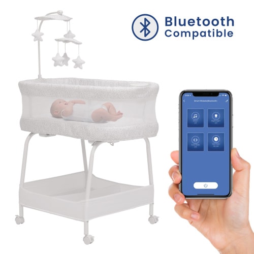 Delta Children SmartSleep Auto Glide Bassinet with Bluetooth, Alloy - Baby Furniture Co Sleeper