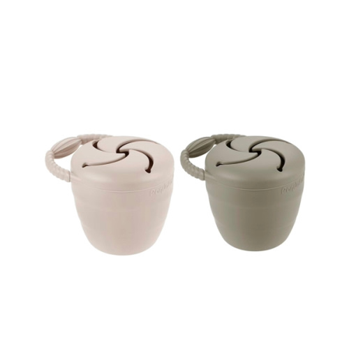 PandaEar Silicone Snack Containers, Collapsible Toddler Snack Cups Spill Proof Food Catcher for Toddler Baby, Pack of 2 (Light Tan/Walnut)