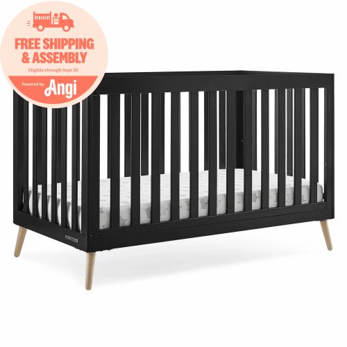 Delta Children Essex 4-in-1 Convertible Baby Crib - Greenguard Gold Certified, Ebony/Natural