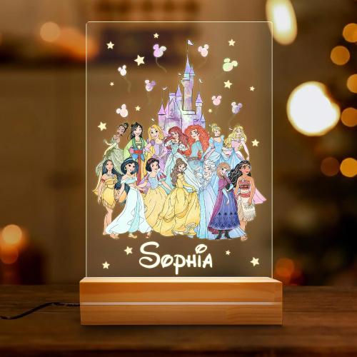 Disney Princess Night Light, Custom Name Lamp, Nursery Room Decor