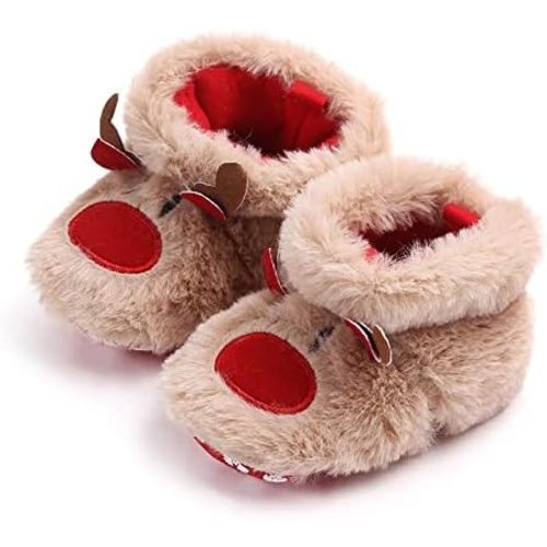 Winter Warm Christmas Tree Santa Clause Cozy Fleece Newborn Baby Booties Soft Sole Prewalker Crib Shoes for Infant Girls Boys