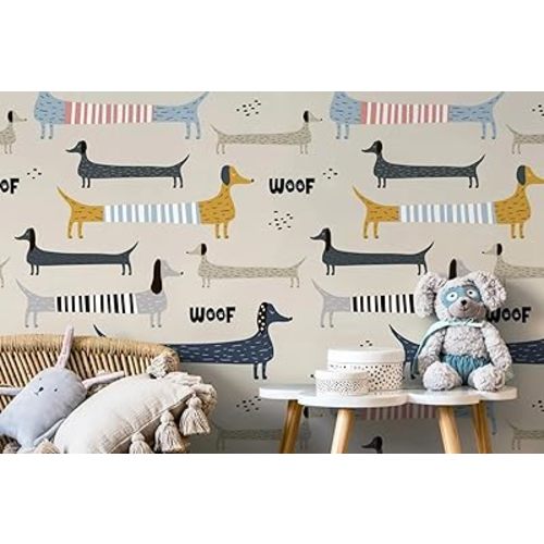Dog Wall Decal - Dachshund Wall Decor - Puppy Wall Decals for Kids Room - Cute Puppies Wallpaper Stickers for Wall - Removable Nursery Decoration Boys Girls Art Mural Vinyl Sticker (20)