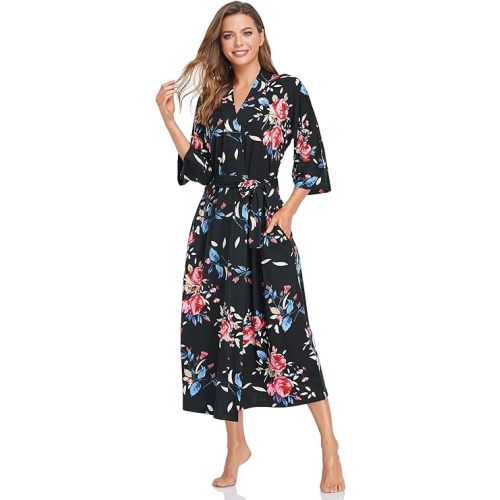 Women's Soft Robes Long - X-Large - Floral-#1
