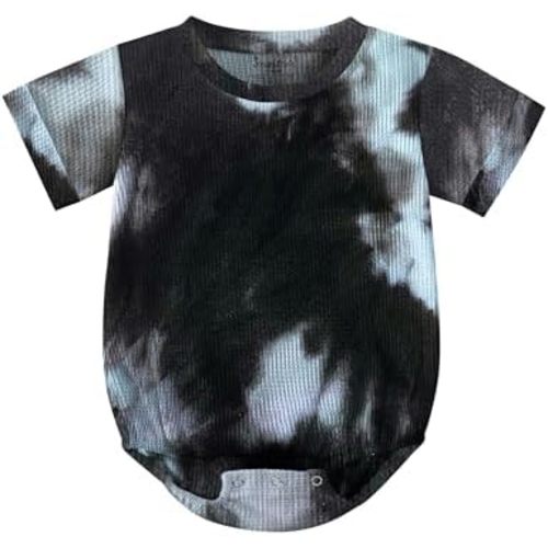 Jimonda Baby Bodysuit Newborn Tie Dye Clothes Infant Waffle One Piece Romper Baby Boys Girls Short Sleeve Jumpsuit Outfits