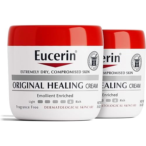 Eucerin Original Healing Cream, Fragrance Free Body Cream for Dry Skin, 2 Pack of 16 Oz Jars
